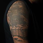 Adil Ali, of East Elmhurst, got the top of his arm covered in a Queens scene including the 7 train, the Queensboro Bridge, the Unisphere and the World's Fair Observation Towers. The tattoo was done by Jose Soto.<br>